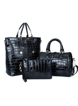 3Pcs Luxury Alligator Crocodile Women Leather Handbag