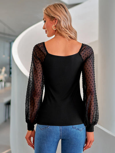 Casual Knotted V-neck Slim Knit Top