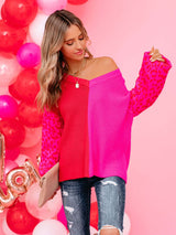 Fashion Pullover Color Matching Splicing Long Sleeve Sweater