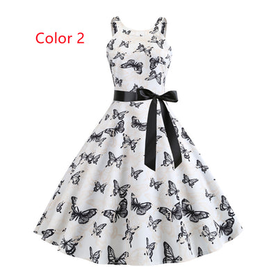 Retro Print Sleeveless Dress