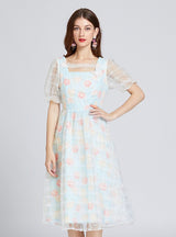 Blue Bubble Sleeve Lace Super Fairy Dress
