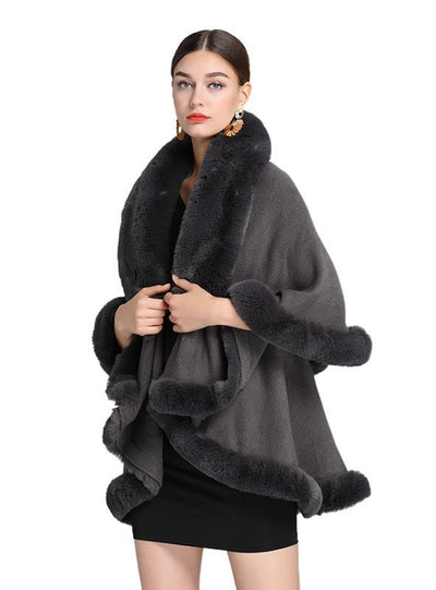 Fur Collar Shawl Cape Ladies Large Size Knitted Cardigan Loose Coat