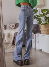 Retro Pentagonal Contrast Casual Jeans