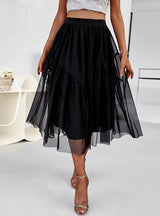 Women Mesh Slim Waist Skirt