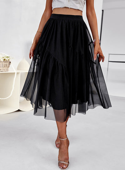 Women Mesh Slim Waist Skirt