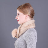 Warm Ladies Mink Fur Scarf Fox Fur Ball