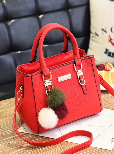 Women Hairball Ornaments Totes Solid Sequined Handbag