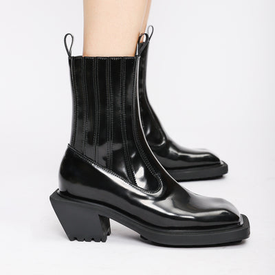 Elastic Square Head High Heel Boots