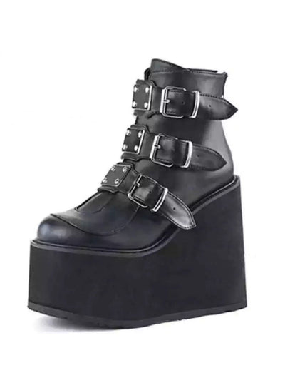 Winter Buckle Ankel Boots Women Punk Female Boots