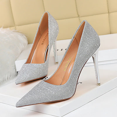 Pointed Sequined Banquet Shoes