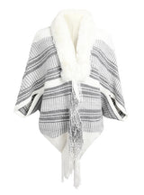 Cape Fringed Cardigan Fur Collar Coat