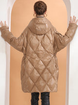 Multi-pocket Loose Padded White Duck Down Coat