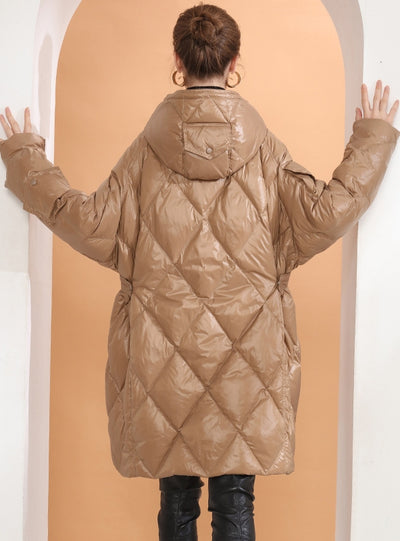 Multi-pocket Loose Padded White Duck Down Coat