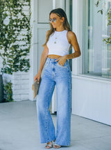 Pocket Casual Loose Denim Trousers