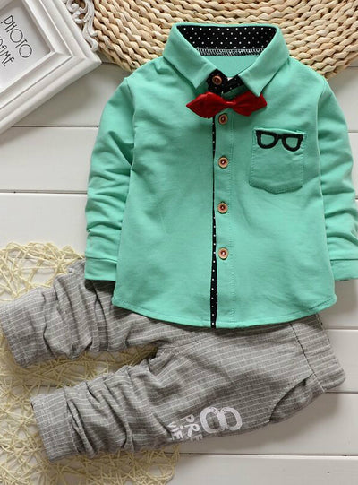 Long Sleeve Sports Suits Bow Tie T-shirts + Pants