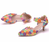 5cm Colored Lace Pointed Sandals