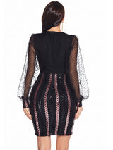 Casual Mesh Stitching Sequined Dress