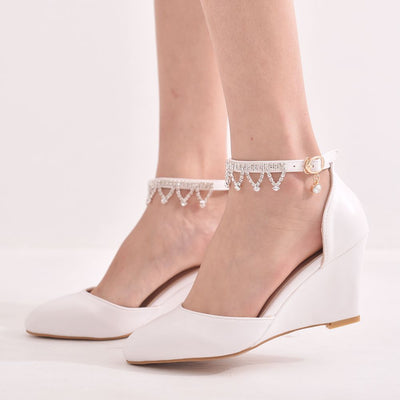 Pointed Wedge Tassel Rhinestone Sandals