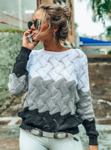 Women Winter Long Sleeve Crewneck Knitted Pullover
