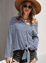 Women Striped Cardigan Shirt