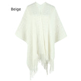 Crocheted Knitted Fringed Cloak Shawl