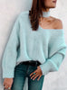 Woman Sexy Dew Shoulder Mink Like Loose Sweater
