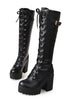 Knee High Boots Lace Up With Fur Snow Boot