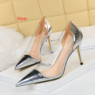 Pointed Metal Transparent Hollow Shoes