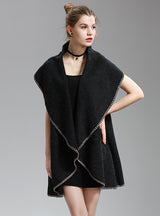 Long Knitted Cardigan Coat Double Lapel Shawl