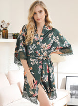 Silk Pajamas Printed Bathrobe