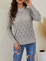 V-neck Fish-scale Hollow Sweater