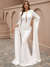 Trumpet Sleeve Solid Color Mopping Dress