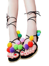 Colorful Sandals Flat Lace Up Flip Flops Beach 