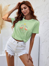 Flamingo Printed Cotton T-shirt