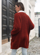 Twist Pocket Long Knitted Loose Cardigan Sweater