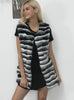 Crewneck Waistcoat Stripes Faux Fur Waistcoat Women