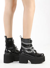 Round-headed Thick-soled Chain Booties