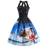 Women Halter Vintage Christmas Dress