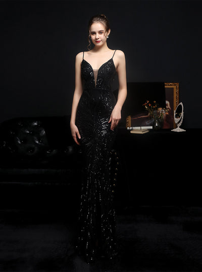 Mermaid Sequins Straps Party Dress
