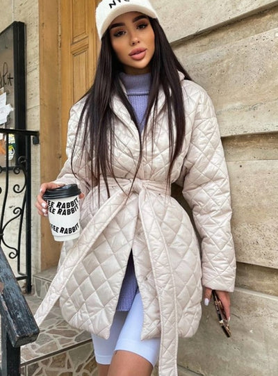 Slim Lapel Long Sleeve Plaid Coat