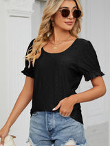 Hollow U-neck Short-sleeved Shirt