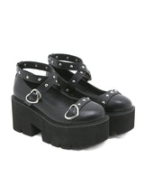 Buckle Heart-shaped Rivet Platform Shoes