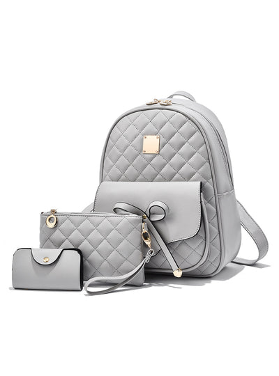 Bow Shoulder Bag Rhombic Backpack Set