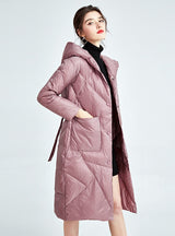 Slim-fit Long Hooded White Duck Down Light Down