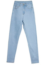 High Elastic Waist Washed Slim Jeans