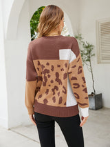 Color Matching Ladies Leopard Sweater