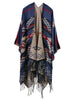 Geometric Rhombic Tassel Cape With Split Shawl
