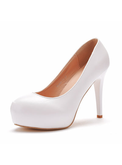 11 cm Waterproof Platform White Wedding Shoes
