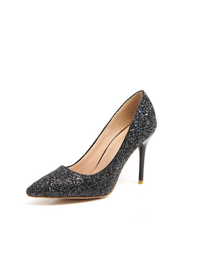 Shallow Pointed Stiletto Sequined High Heels Shoes