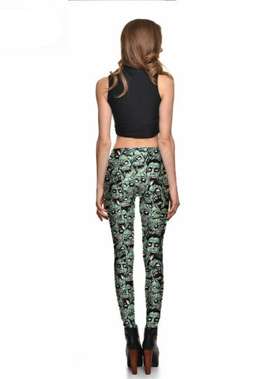 Fashion Leggings Sexy Green Zombie Printing 